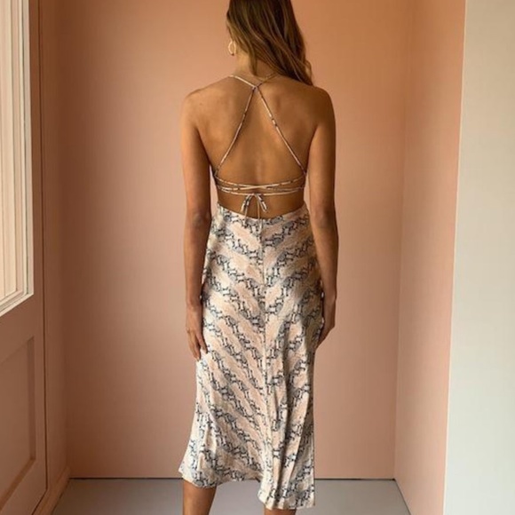 BNWOT BEC & BRIDGE SNAKE PRINT PYTHON MIDI DRESS - SIZE 12  (RRP $240) - Picture 3 of 3